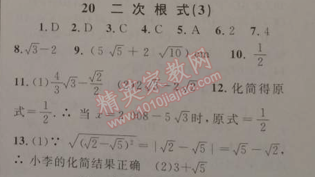 2015年藍(lán)天教育寒假優(yōu)化學(xué)習(xí)八年級(jí)數(shù)學(xué)人教版 20