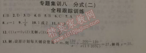 2015年寒假總動(dòng)員八年級(jí)數(shù)學(xué)人教版 專題集訓(xùn)八