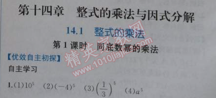 2014年同步导学案课时练八年级数学上册人教版 14.1第一课时