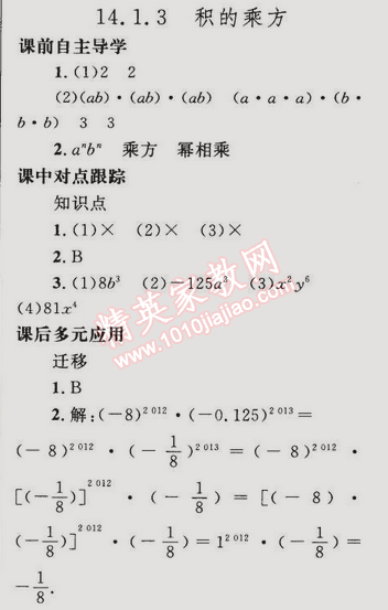 2014年同步輕松練習八年級數(shù)學上冊人教版 14.1.3