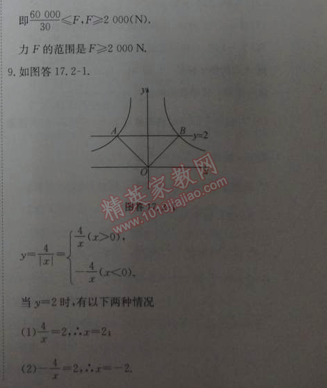 2014年能力培養(yǎng)與測(cè)試八年級(jí)數(shù)學(xué)下冊(cè)人教版 17.2