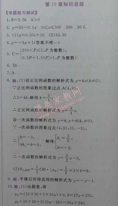 2014年轻巧夺冠同步讲解八年级数学下册人教版金版 第十九章知识总结