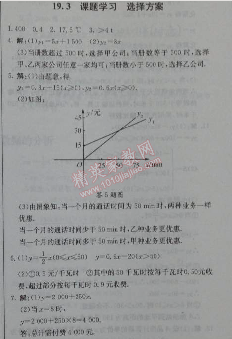 2014年1加1輕巧奪冠優(yōu)化訓(xùn)練八年級(jí)數(shù)學(xué)下冊(cè)人教版銀版 19.3