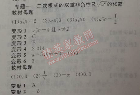 2014年全效学习八年级数学下册人教版 专题一