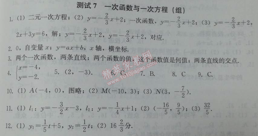 2014年学习探究诊断八年级数学下册人教版 测试七