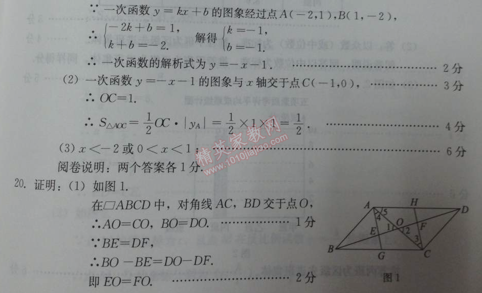 2014年学习探究诊断八年级数学下册人教版 期末试卷’