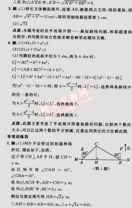 2015年综合应用创新题典中点八年级数学下册人教版 专项训练一