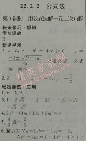 2014年初中同步测控优化设计九年级数学上册人教版 22.2.2