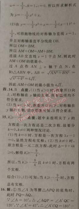 2014年綜合應用創(chuàng)新題典中點九年級數學上冊人教版 期末復習專項一