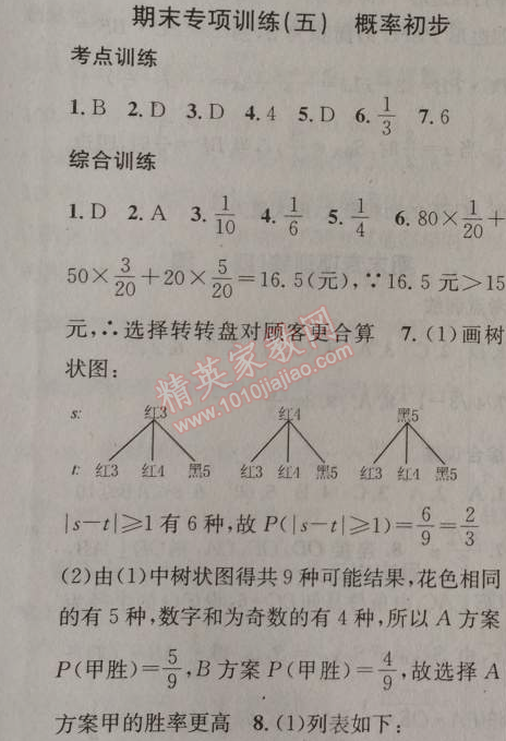 2014年黄冈金牌之路练闯考九年级数学上册人教版 期末专项训练五