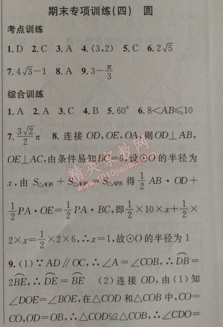 2014年黄冈金牌之路练闯考九年级数学上册人教版 期末专项训练四