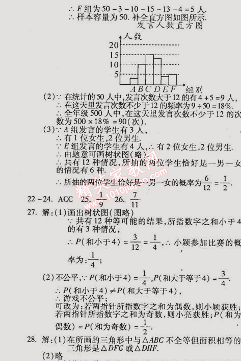 2015年教材首選銜接教材學期復習九年級數(shù)學 9