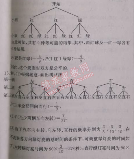 2014年启东中学作业本九年级数学上册人教版 作业五十一