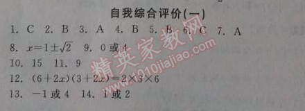 2014年全品學(xué)練考九年級(jí)數(shù)學(xué)上冊(cè)人教版 自我綜合評(píng)價(jià)一