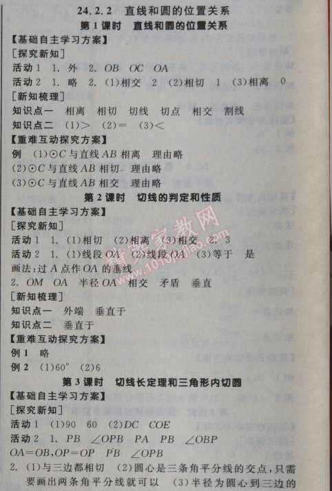 2014年全品學(xué)練考九年級數(shù)學(xué)上冊人教版 24.2.2