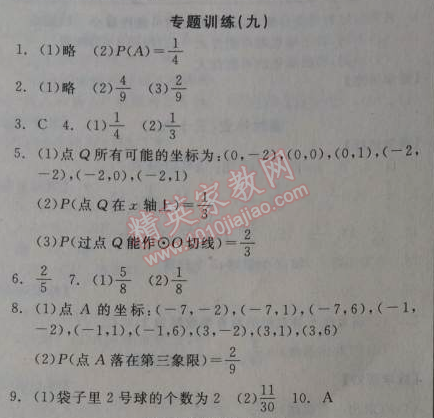 2014年全品學練考九年級數學上冊人教版 專題訓練九