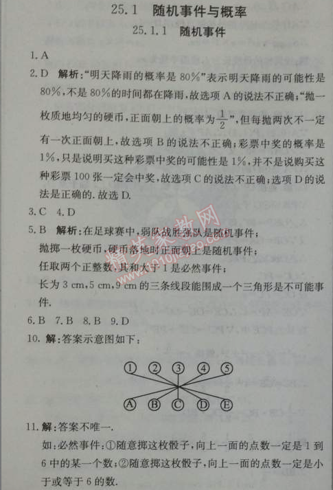 2014年1加1轻巧夺冠优化训练九年级数学上册人教版银版 25.1.1