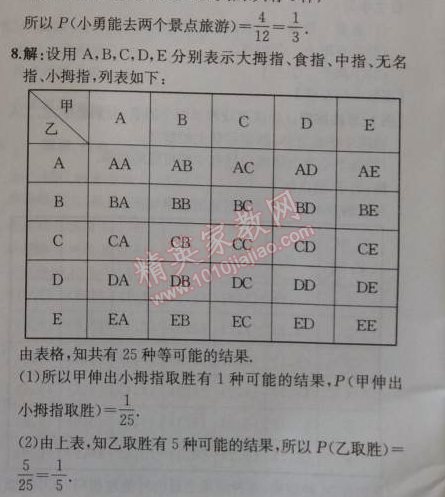 2014年同步导学案课时练九年级数学上册人教版 第二课时