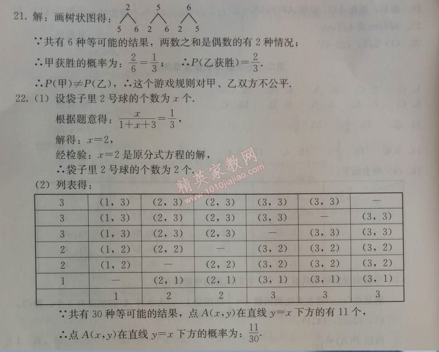 2014年學(xué)習(xí)探究診斷九年級數(shù)學(xué)上冊人教版 第二十五章測試