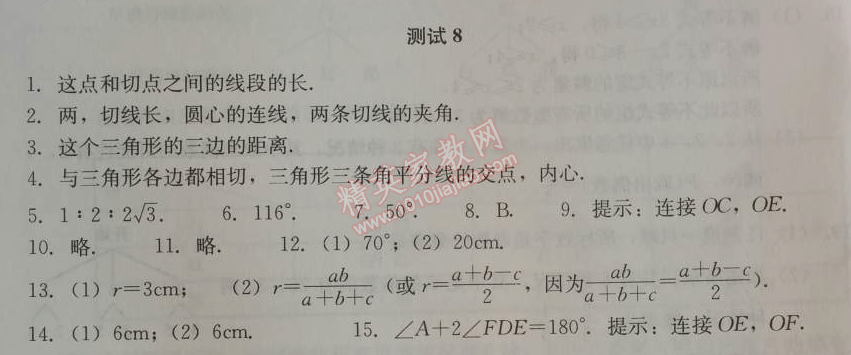 2014年學(xué)習(xí)探究診斷九年級(jí)數(shù)學(xué)上冊(cè)人教版 測(cè)試八