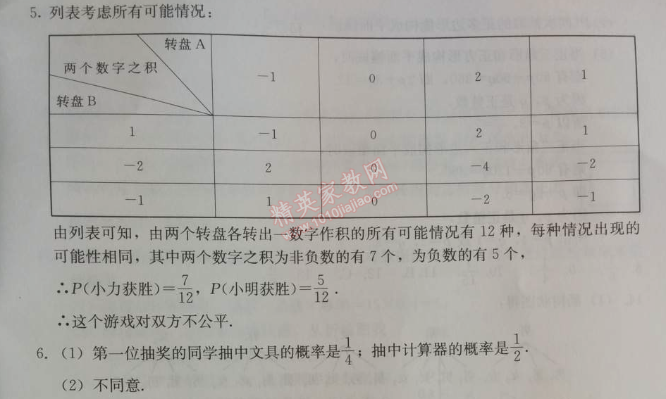 2014年学习探究诊断九年级数学上册人教版 测试四