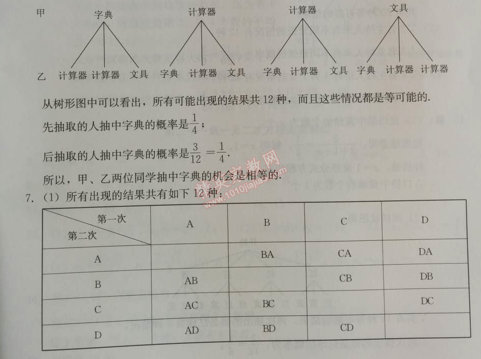 2014年学习探究诊断九年级数学上册人教版 测试四