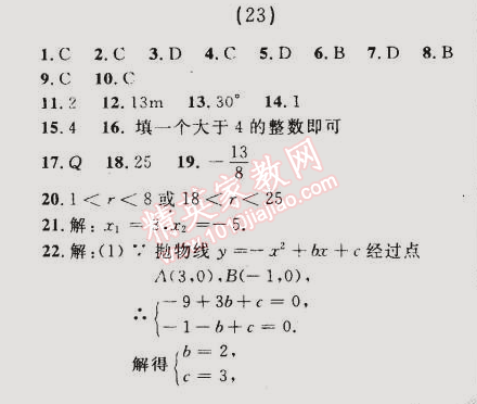 2014年誠成教育學(xué)業(yè)評價(jià)九年級數(shù)學(xué)上冊人教版 23