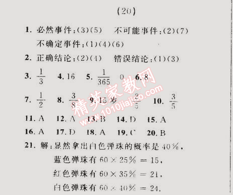 2014年誠(chéng)成教育學(xué)業(yè)評(píng)價(jià)九年級(jí)數(shù)學(xué)上冊(cè)人教版 20