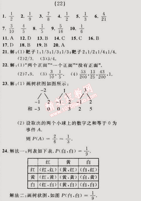 2014年誠成教育學(xué)業(yè)評價九年級數(shù)學(xué)上冊人教版 22