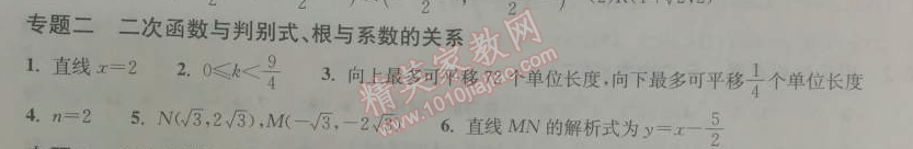 2014年長江作業(yè)本同步練習(xí)冊(cè)九年級(jí)數(shù)學(xué)下冊(cè)人教版 專題二