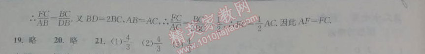 2014年長(zhǎng)江作業(yè)本同步練習(xí)冊(cè)九年級(jí)數(shù)學(xué)下冊(cè)人教版 復(fù)習(xí)與小結(jié)