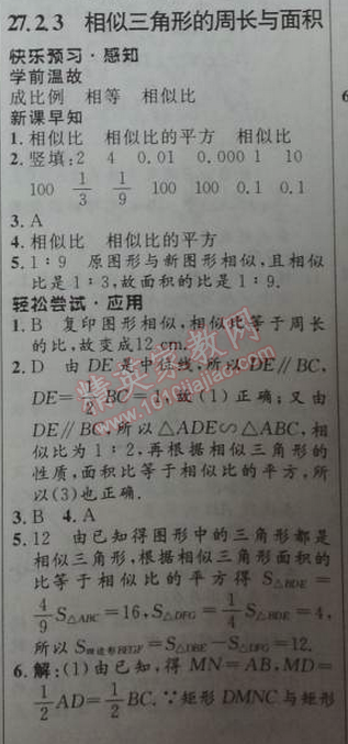 2014年初中同步測控優(yōu)化設(shè)計(jì)九年級數(shù)學(xué)下冊人教版 27.2.3