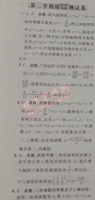 2014年綜合應(yīng)用創(chuàng)新題典中點(diǎn)九年級(jí)數(shù)學(xué)下冊(cè)人教版 期中測(cè)試卷