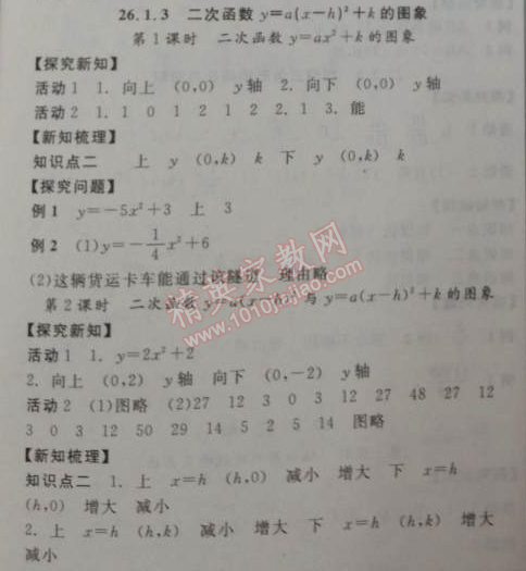 2014年全品学练考九年级数学下册华师大版 26.1