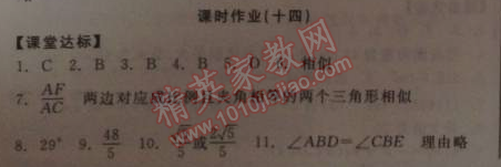 2014年全品學(xué)練考九年級(jí)數(shù)學(xué)下冊(cè)華師大版 課時(shí)作業(yè)十四