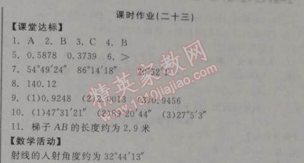 2014年全品学练考九年级数学下册华师大版 课时作业二十三