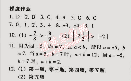 2014年52045模塊式全能訓(xùn)練七年級(jí)數(shù)學(xué)上冊(cè)人教版 1.1 正數(shù)和負(fù)數(shù)