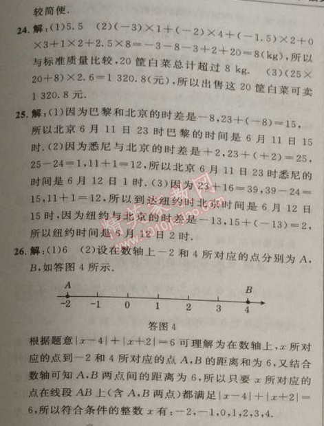 2014年综合应用创新题典中点七年级数学上册人教版 第一章达标测试卷