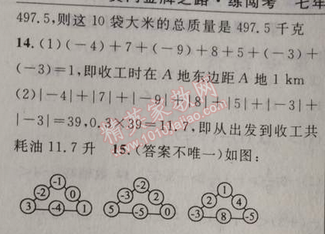 2014年黃岡金牌之路練闖考七年級數(shù)學(xué)上冊人教版 第二課時