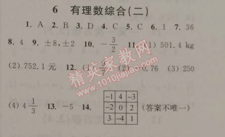 2015年藍(lán)天教育寒假優(yōu)化學(xué)習(xí)七年級(jí)數(shù)學(xué)人教版 6