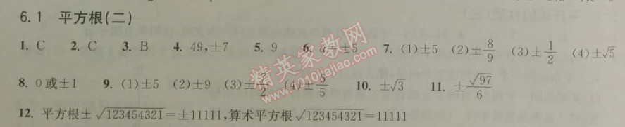 2014年長江作業(yè)本同步練習(xí)冊七年級數(shù)學(xué)下冊人教版 6.1.2