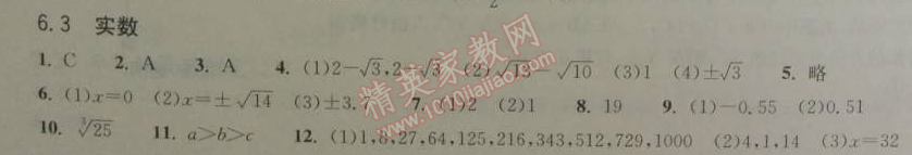 2014年長江作業(yè)本同步練習(xí)冊(cè)七年級(jí)數(shù)學(xué)下冊(cè)人教版 6.3