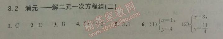 2014年長(zhǎng)江作業(yè)本同步練習(xí)冊(cè)七年級(jí)數(shù)學(xué)下冊(cè)人教版 8.2.2