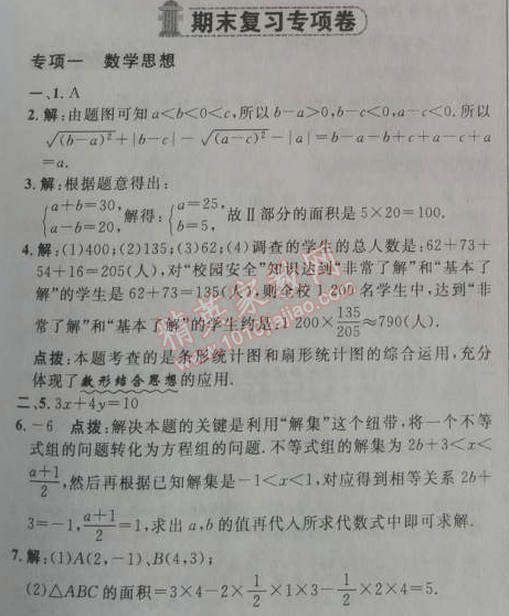 2014年综合应用创新题典中点七年级数学下册人教版 期末复习专项卷