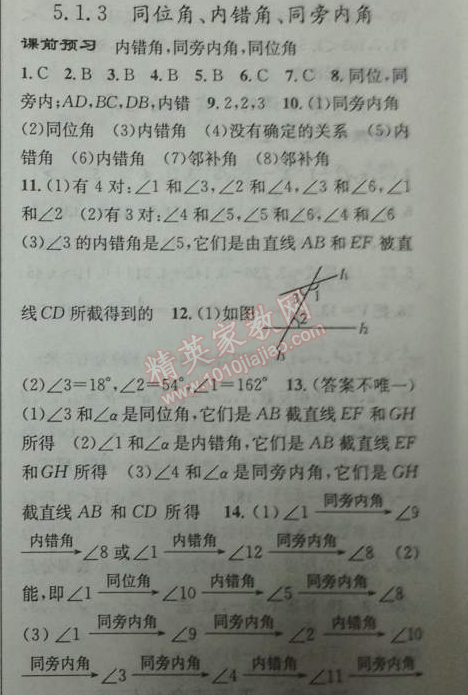 2014年黃岡金牌之路練闖考七年級數(shù)學下冊人教版 5.1.3