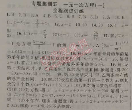 2015年寒假總動(dòng)員七年級(jí)數(shù)學(xué)人教版 專題集訓(xùn)五