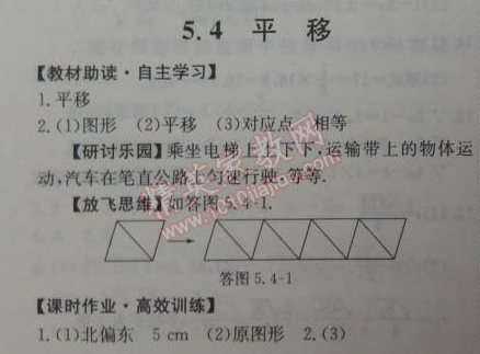 2014年能力培养与测试七年级数学下册人教版 5.4