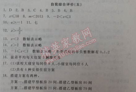 2014年全品学练考七年级数学下册人教版 自我综合评价五