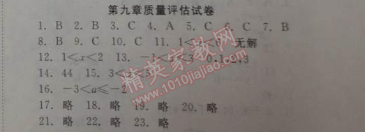 2014年全效學(xué)習(xí)七年級數(shù)學(xué)下冊人教版 第九章質(zhì)量評估試卷