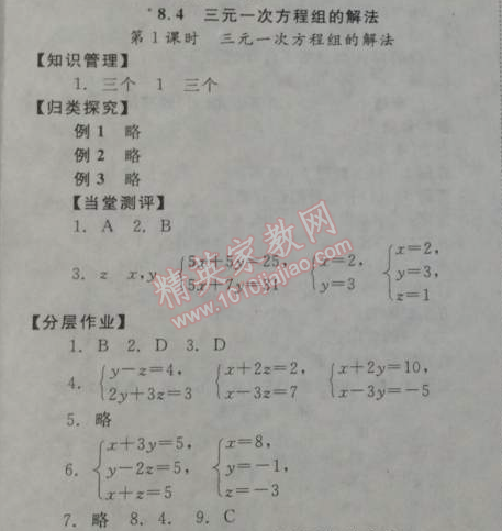 2014年全效學(xué)習(xí)七年級(jí)數(shù)學(xué)下冊(cè)人教版 8.4第一課時(shí)